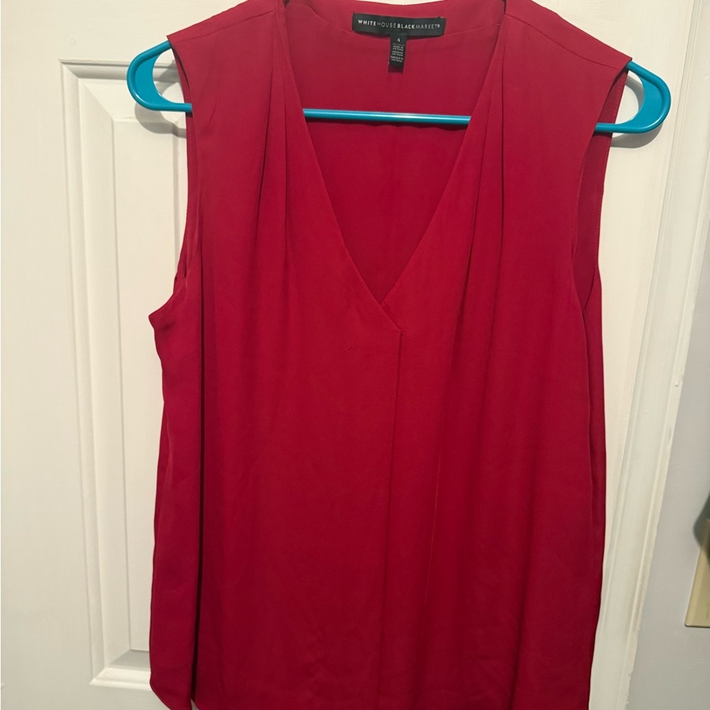 White House Black Market Red V-Neck Blouse